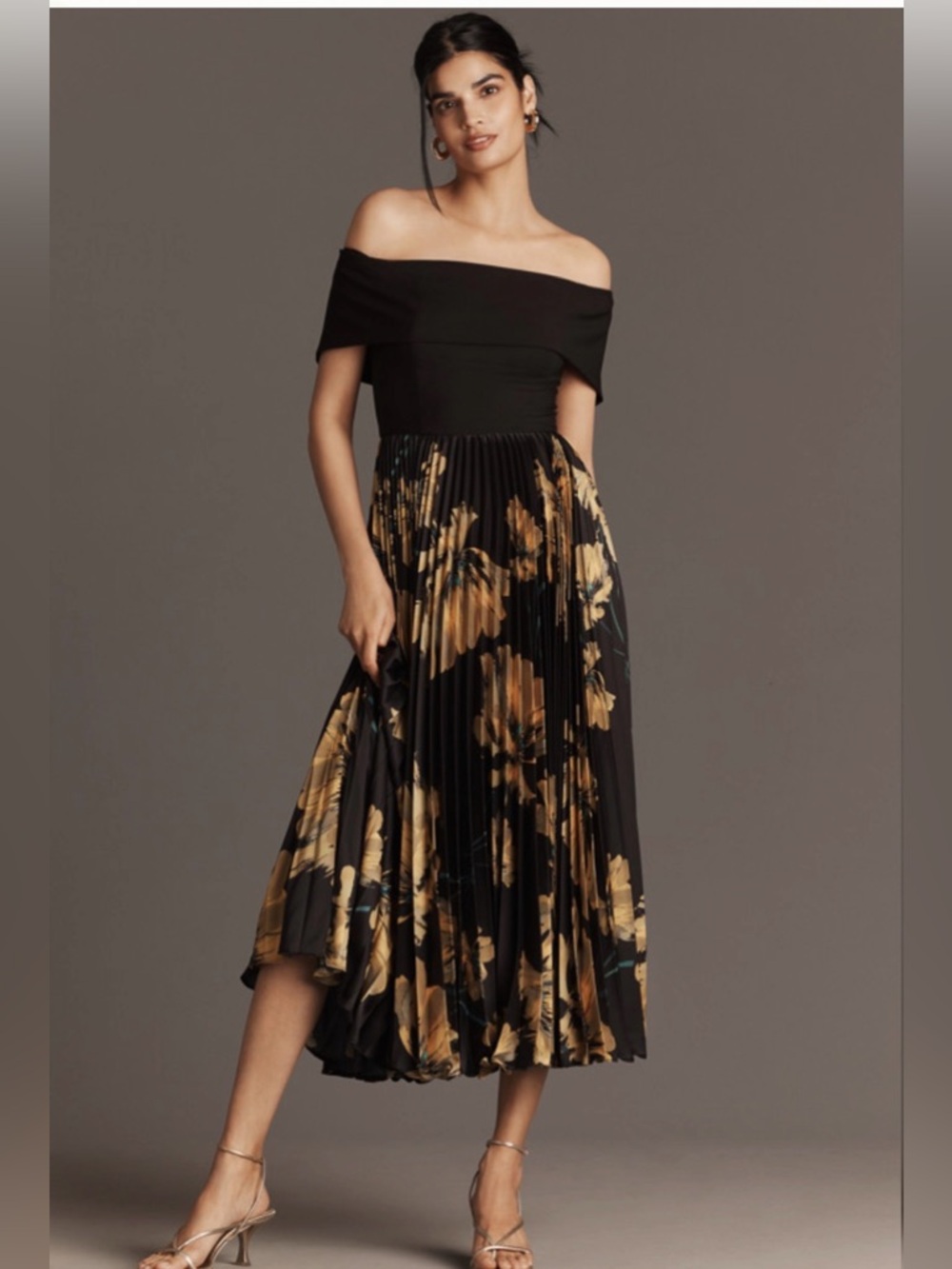 NWT $265 #NUULY #Hutch.Size6.  Black Dress with Yellow-Gold Floral Print - Picture 3 of 6